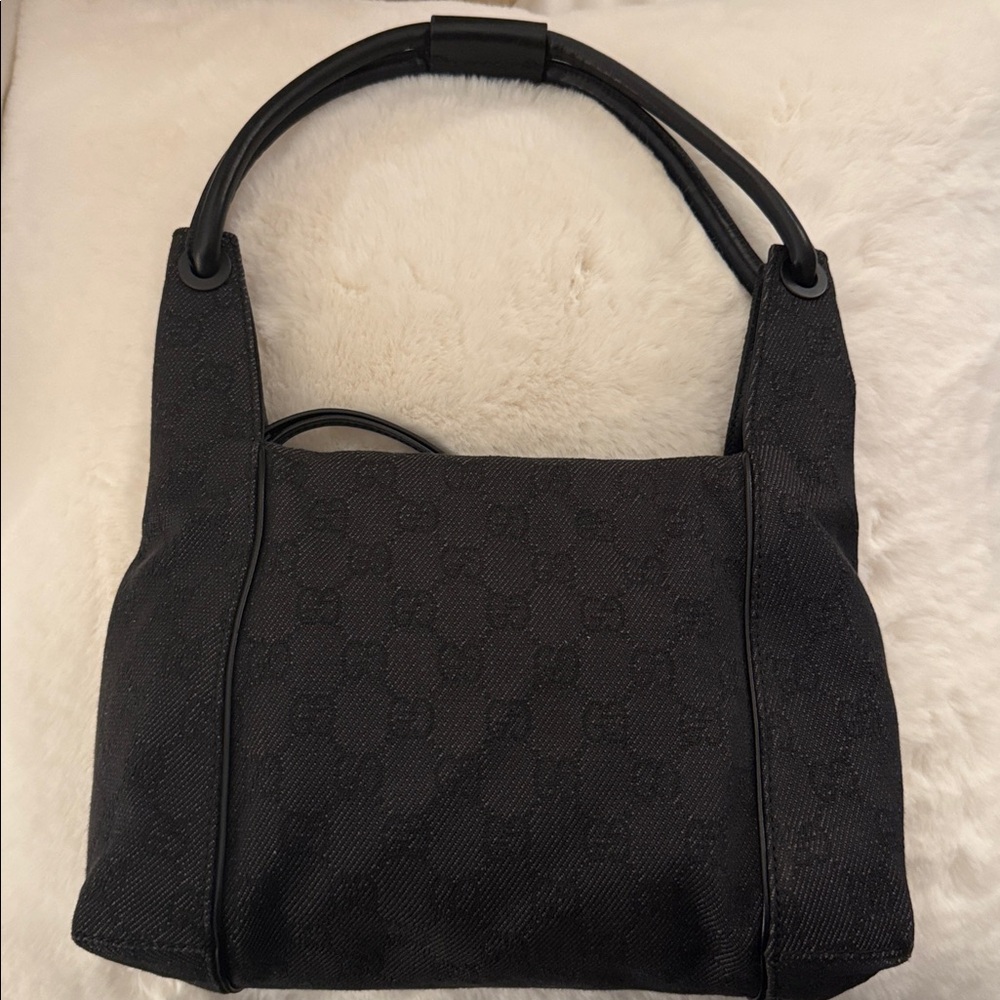 Authentic Gucci Black Textured Tote Bag